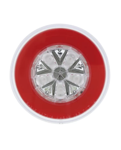 (CARD) 18 LED 4" ROUND "GLO" LIGHT - RED LED / RED LANS (CARD) 18 LED 4" ROUND "GLO" LIGHT - RED LED / RED LANS