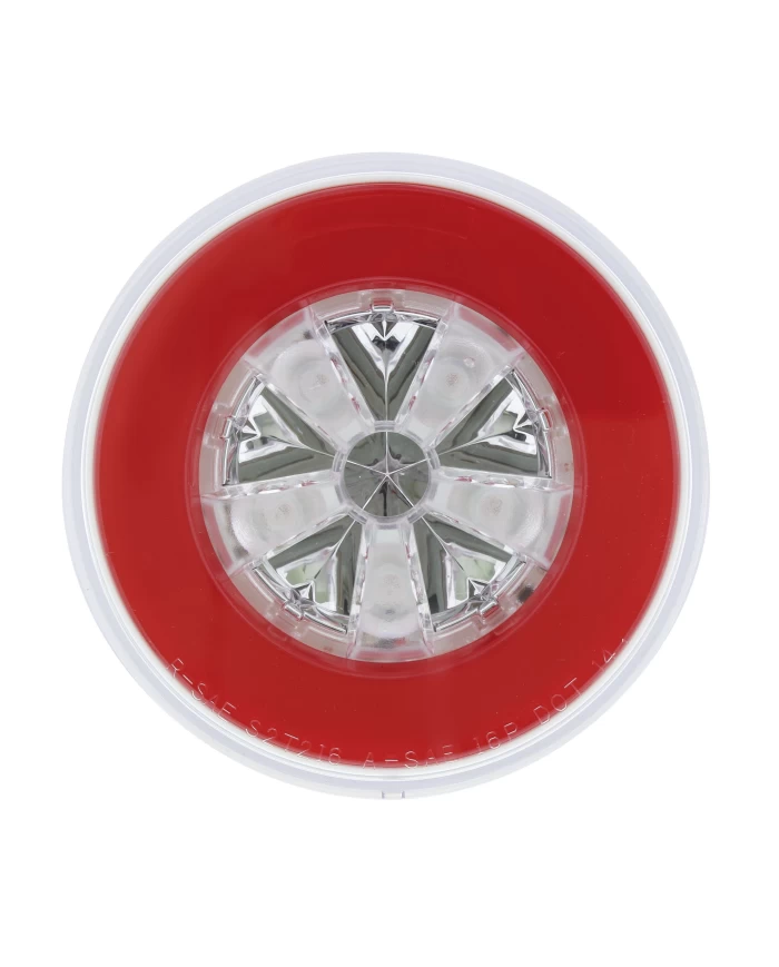 (CARD) 18 LED 4" ROUND "GLO" LIGHT - RED LED / RED LANS