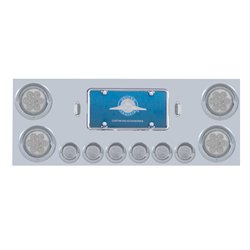UP34567-SS Rear Center Panel With 4X 7 LED 4" Reflector Lights & 6X 9 LED 2" Lights & Visors -Red LED/Clear Lens