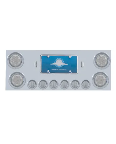 UP34567-SS Rear Center Panel With 4X 7 LED 4" Reflector Lights & 6X 9 LED 2" Lights & Visors -Red LED/Clear Lens