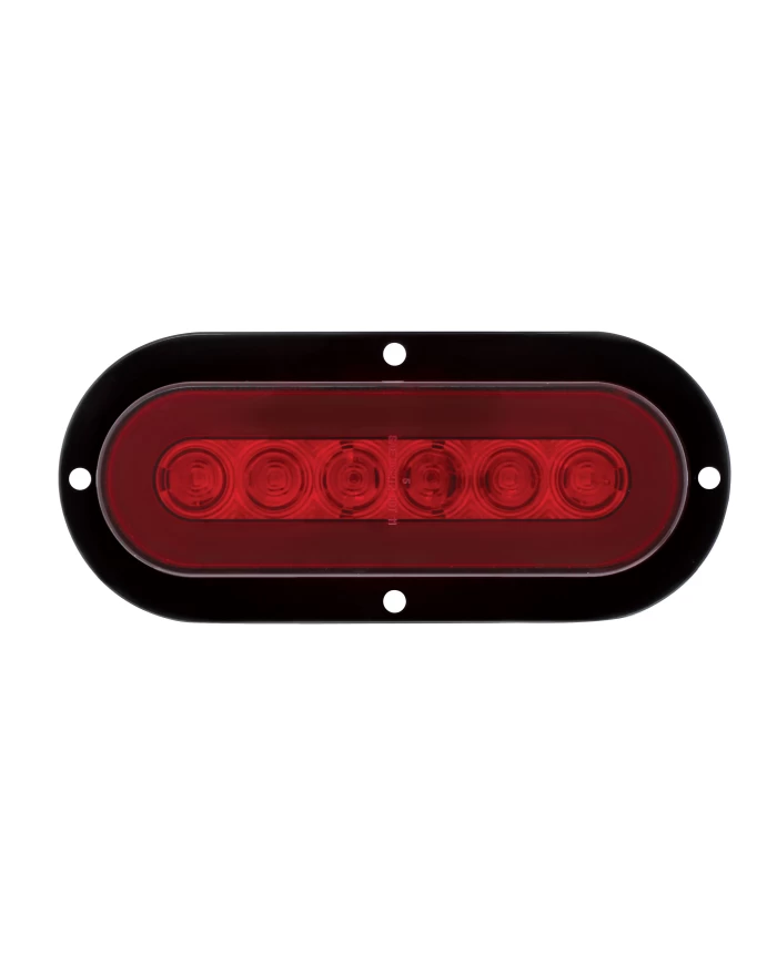 (CARD) 22 RED LED 6" OVAL S/T/T & P/T/C "GLO" LIGHT - FLANGE - RED LENS