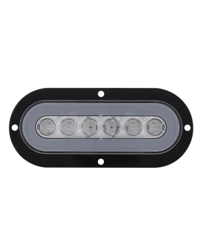 (CARD) 22 RED LED 6" OVAL S/T/T & P/T/C "GLO" LIGHT - FLANGE - CLEAR LENS (CARD) 22 RED LED 6" OVAL S/T/T & P/T/C "GLO" LIGHT - FLANGE - CLEAR LENS