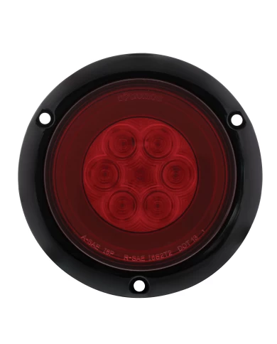 (CARD) 21 RED LED 4" S/T/T & P/T/C "GLO" LIGHT - FLANGED - RED LENS (CARD) 21 RED LED 4" S/T/T & P/T/C "GLO" LIGHT - FLANGED - RED LENS