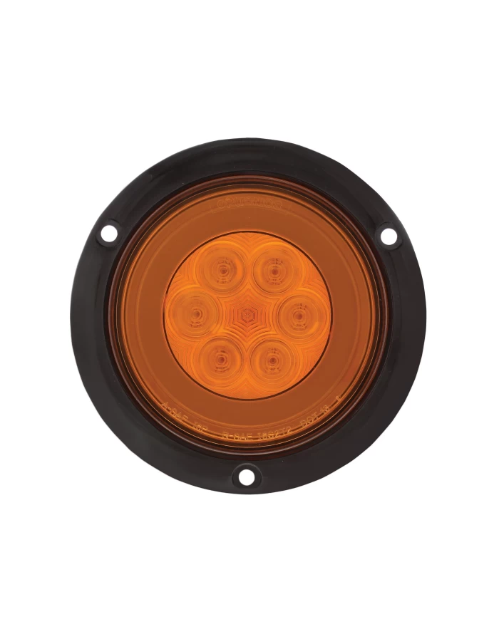 (CARD) 21 LED 4" S/T/T & P/T/C "GLO" LIGHT - FLANGED - AMBER LED / AMBER LENS