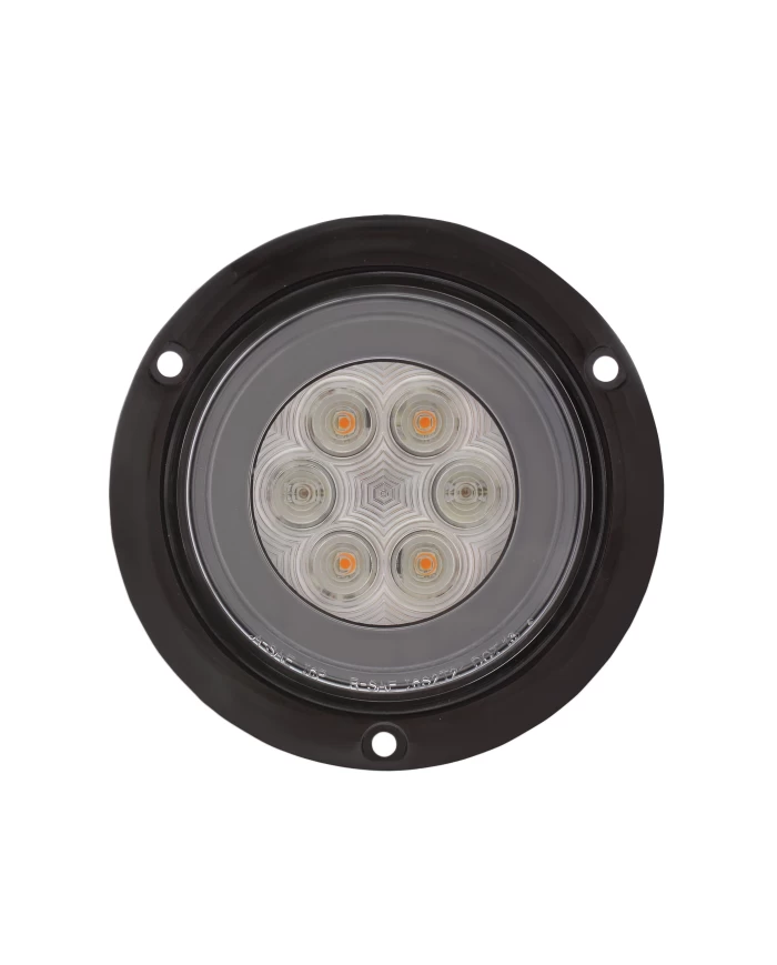 (CARD) 21 LED 4" S/T/T & P/T/C "GLO" LIGHT - FLANGED - AMBER LED / CLEAR LENS (CARD) 21 LED 4" S/T/T & P/T/C "GLO" LIGHT - FLANGED - AMBER LED / CLEAR LENS