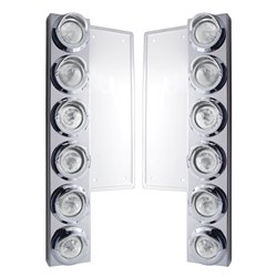 UP34581-FL SS Front Air Cleaner Bracket W/12X 9 LED 2" Beehive Lights & Visors -Amber LED/Clear Lens
