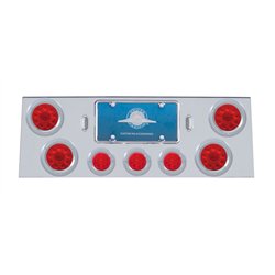 UP34601-SS Rear Center Panel With 4X 10 LED 4" Light & 3X 13 LED 2.5" Beehive Light+Bezel -Red LED & Lens