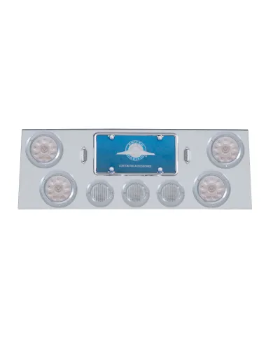 UP34602-SS Rear Center Panel With 4X 10 LED 4" Lights & 3X 13 LED 2.5" Lights & Bezel -Red LED/Clear Lens