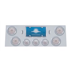 UP34603-SS Rear Center Panel With 4X 10 LED 4" Light & 3X 13 LED 2.5" Beehive Light+Bezel-Red LED/Clear Lens