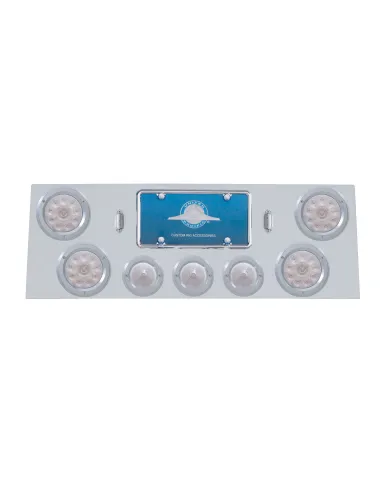 UP34603-SS Rear Center Panel With 4X 10 LED 4" Light & 3X 13 LED 2.5" Beehive Light+Bezel-Red LED/Clear Lens