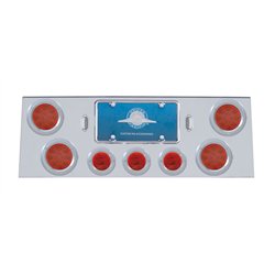 UP34604-SS Rear Center Panel With 4X 12 LED 4" Reflector Light & 3X 13 LED 2.5" Light & Bezel -Red LED & Lens
