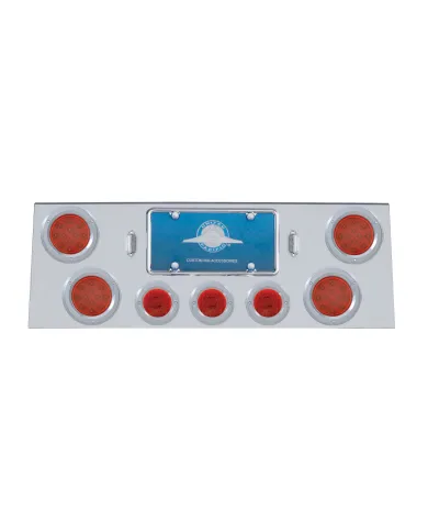 UP34604-SS Rear Center Panel With 4X 12 LED 4" Reflector Light & 3X 13 LED 2.5" Light & Bezel -Red LED & Lens