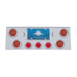 UP34605-SS Rear Center Panel +4X LED 4" Refl. Light & 3X LED 2.5" Beehive Light & Bezel-Red LED & Lens