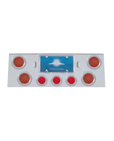 UP34605-SS Rear Center Panel +4X LED 4" Refl. Light & 3X LED 2.5" Beehive Light & Bezel-Red LED & Lens