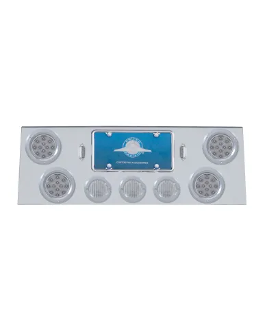 UP34606-SS Rear Center Panel With 4X 12 LED 4" Reflector Light & 3X 13 LED 2.5" Light & Bezel -Red LED/Clear Lens