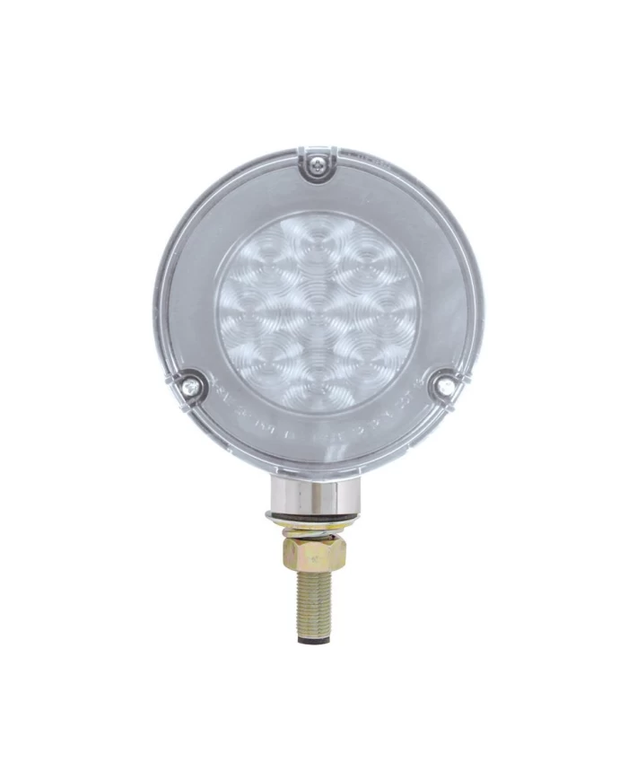 (CARD) CHROME HOUSING 27 AMBER/27 RED LED DOUBLE FACE "GLO" TURN SIGNAL LIGHT - CLEAR LENS (CARD) CHROME HOUSING 27 AMBER/27 RED LED DOUBLE FACE "GLO" TURN SIGNAL LIGHT - CLEAR LENS