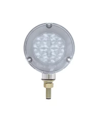 (CARD) CHROME HOUSING 27 AMBER/27 RED LED DOUBLE FACE "GLO" TURN SIGNAL LIGHT - CLEAR LENS