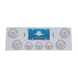 UP34607-SS Rear Center Panel +4X LED 4" Refl. Light & 3X LED 2.5" Beehive Light & Bezel-Red LED/Clear Lens
