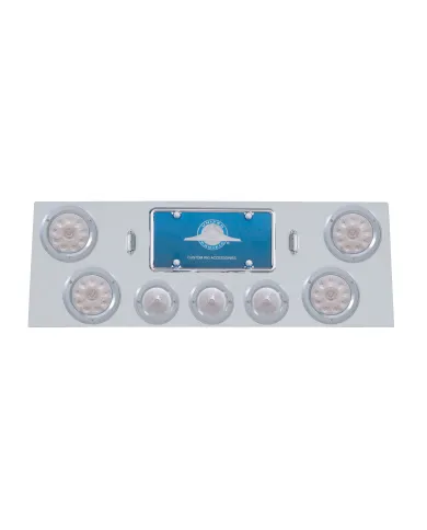 UP34607-SS Rear Center Panel +4X LED 4" Refl. Light & 3X LED 2.5" Beehive Light & Bezel-Red LED/Clear Lens