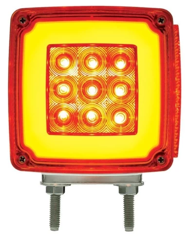 (CARD) 28+3 AMBER /28 RED LED DOUBLE STUD SQUARE DOUBLE FACE "GLO" SIGNAL LIGHT - DRIVER