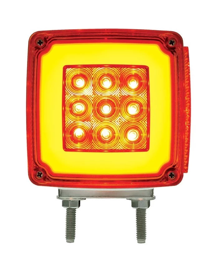 (CARD) 28+3 AMBER /28 RED LED DOUBLE STUD SQUARE DOUBLE FACE "GLO" SIGNAL LIGHT - DRIVER (CARD) 28+3 AMBER /28 RED LED DOUBLE STUD SQUARE DOUBLE FACE "GLO" SIGNAL LIGHT - DRIVER