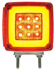 (CARD) 28+3 AMBER /28 RED LED DOUBLE STUD SQUARE DOUBLE FACE "GLO" SIGNAL LIGHT - PASSENGER (CARD) 28+3 AMBER /28 RED LED DOUBLE STUD SQUARE DOUBLE FACE "GLO" SIGNAL LIGHT - PASSENGER