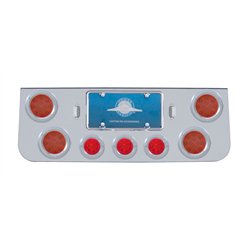 UP34613-CR Rear Center Panel With 4X 12 LED 4" Reflector Lights & 3X 13 LED 2.5" Beehive Lights -Red LED & Lens