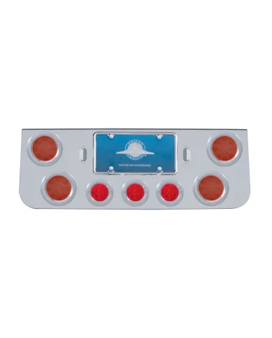 UP34613-CR Rear Center Panel With 4X 12 LED 4" Reflector Lights & 3X 13 LED 2.5" Beehive Lights -Red LED & Lens