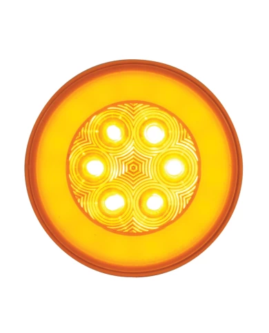 (CARD) 21 AMBER LED 4" "GLO" P/T/C LIGHT - AMBER LENS