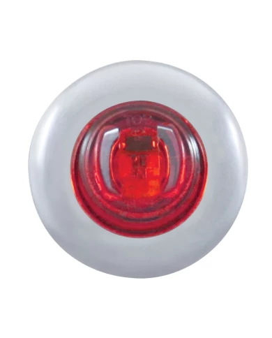 (CARD) 2 RED LED MINI CLEARANCE/MARKER LIGHT WITH STAINLESS STEEL BEZEL - RED LENS (CARD) 2 RED LED MINI CLEARANCE/MARKER LIGHT WITH STAINLESS STEEL BEZEL - RED LENS