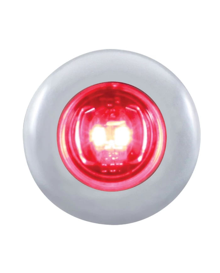 (CARD) 2 RED LED MINI CLEARANCE/MARKER LIGHT WITH STAINLESS STEEL BEZEL - RED LENS (CARD) 2 RED LED MINI CLEARANCE/MARKER LIGHT WITH STAINLESS STEEL BEZEL - RED LENS