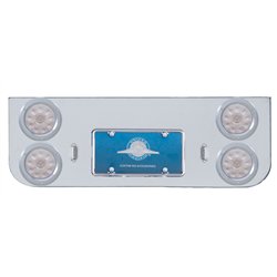 UP34621-Chrome Rear Center Panel With Four 10 LED 4" Lights & Bezels - Red LED/Clear Lens