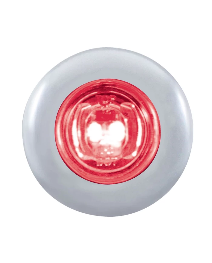 (CARD) 2 RED LED MINI CLEARANCE/MARKER LIGHT WITH STAINLESS STEEL BEZEL - CLEAR LENS (CARD) 2 RED LED MINI CLEARANCE/MARKER LIGHT WITH STAINLESS STEEL BEZEL - CLEAR LENS