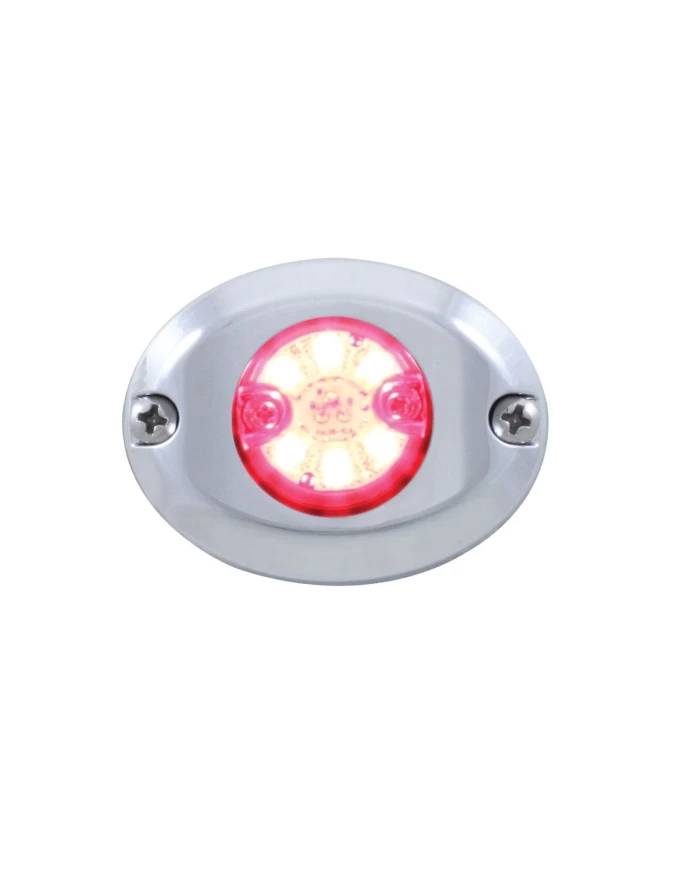 (2/BOX) 6 LED 1" MINI 12V FLUSH MOUNT WARNING/STROBE LIGHT - RED