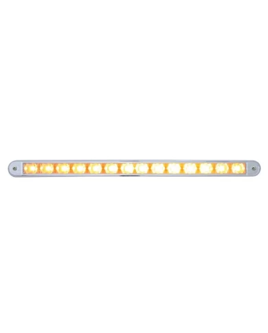 (CARD) 14 AMBER LED 12" AUXILIARY WARNING LIGHT BAR WITH CHROME BEZEL - CLEAR LENS (CARD) 14 AMBER LED 12" AUXILIARY WARNING LIGHT BAR WITH CHROME BEZEL - CLEAR LENS