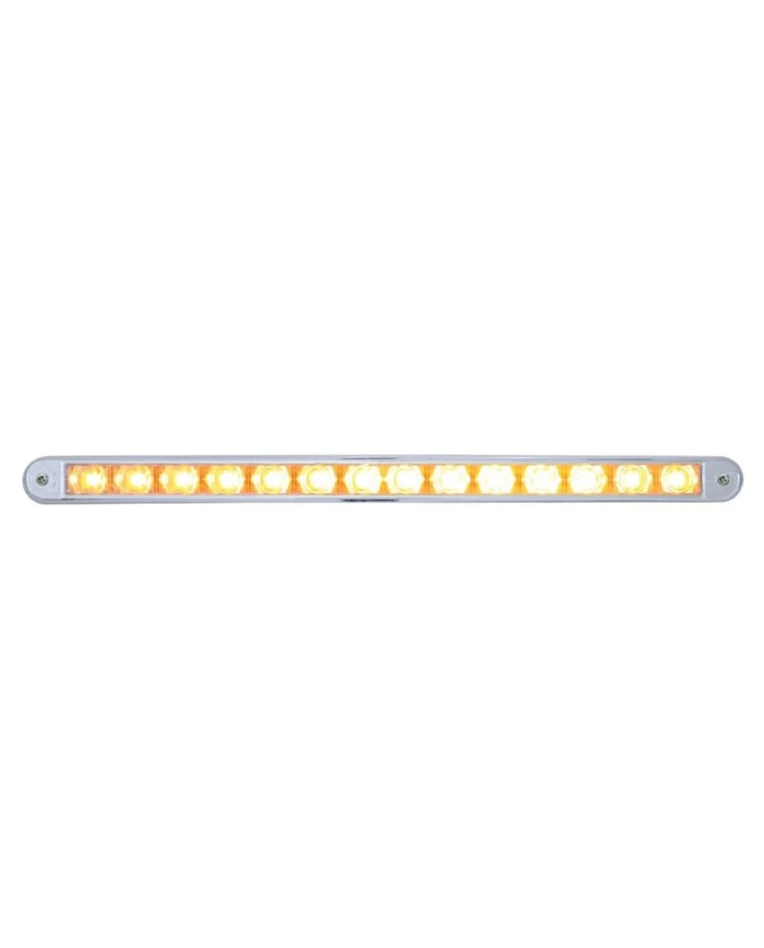(CARD) 14 AMBER LED 12" AUXILIARY WARNING LIGHT BAR WITH CHROME BEZEL - CLEAR LENS