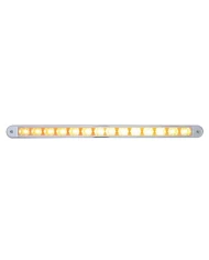 (CARD) 14 AMBER LED 12" AUXILIARY WARNING LIGHT BAR WITH CHROME BEZEL - CLEAR LENS (CARD) 14 AMBER LED 12" AUXILIARY WARNING LIGHT BAR WITH CHROME BEZEL - CLEAR LENS