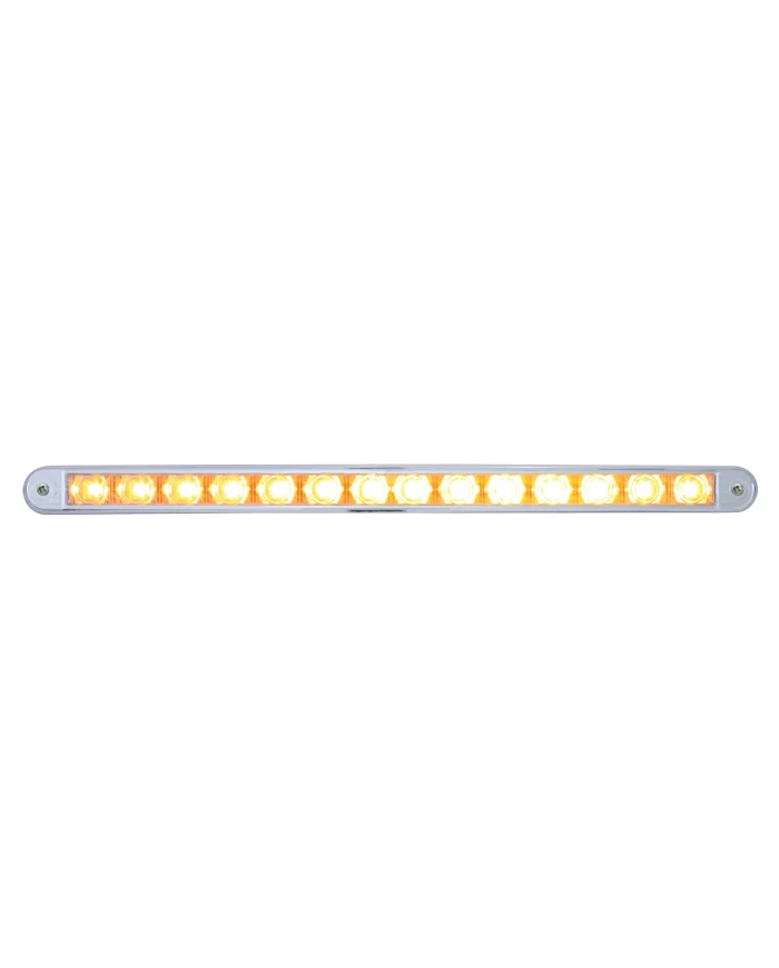 (CARD) 14 AMBER LED 12" AUXILIARY WARNING LIGHT BAR WITH CHROME BEZEL - CLEAR LENS