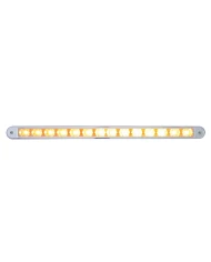 (CARD) 14 AMBER LED 12" AUXILIARY WARNING LIGHT BAR WITH CHROME BEZEL - CLEAR LENS