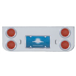 UP34622-Chrome Rear Center Panel With Four 12 LED 4" Reflector Lights & Bezels - Red LED/Red Lens