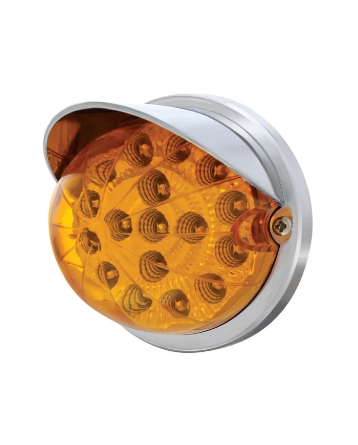 (BULK) 17 AMBER LED DUAL FUNCTION CLEAR REFLECTOR CAB LIGHT FLUSH MOUNT KIT WITH VISOR - AMBER LENS