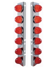 (2/BULK) S.S. PB A/C LIGHT BRACKET W/ TWELVE 17 AMBER LED WATERMELON AUXILIARY LIGHT - DARK AMBER LENS