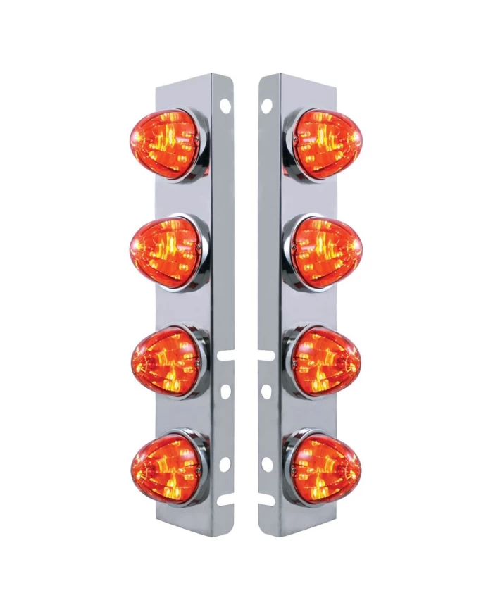 (2/BULK) S.S. PB A/C LIGHT BRACKET W/ EIGHT 17 AMBER LED WATERMELON AUXILIARY LIGHT - DARK AMBER LENS