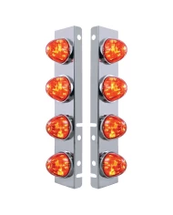 (2/BULK) S.S. PB A/C LIGHT BRACKET W/ EIGHT 17 AMBER LED WATERMELON AUXILIARY LIGHT - DARK AMBER LENS