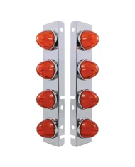 (2/BULK) S.S. PB A/C LIGHT BRACKET W/ EIGHT 17 AMBER LED WATERMELON AUXILIARY LIGHT - DARK AMBER LENS