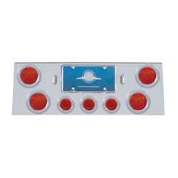 UP34662-SS Rear Center Panel With 4X 7 LED 4" Reflector Lights & 3X 13 LED 2.5" Lights -Red LED & Lens