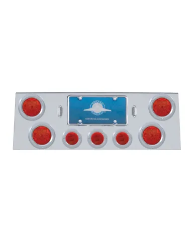 UP34662-SS Rear Center Panel With 4X 7 LED 4" Reflector Lights & 3X 13 LED 2.5" Lights -Red LED & Lens