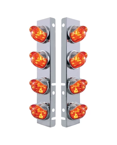 (2/BULK) S.S. PB A/C LIGHT BRACKET W/ EIGHT 17 AMBER LED WATERMELON AUXILIARY LIGHT WITH STAINLESS VISOR - DARK AMBER LENS (2/BULK) S.S. PB A/C LIGHT BRACKET W/ EIGHT 17 AMBER LED WATERMELON AUXILIARY LIGHT WITH STAINLESS VISOR - DARK AMBER LENS