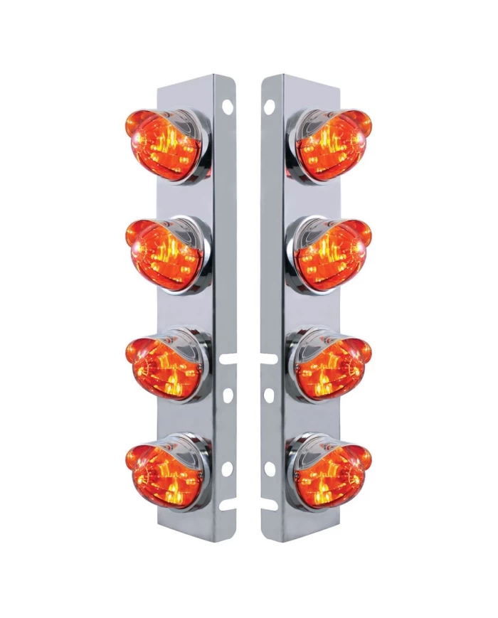 (2/BULK) S.S. PB A/C LIGHT BRACKET W/ EIGHT 17 AMBER LED WATERMELON AUXILIARY LIGHT WITH STAINLESS VISOR - DARK AMBER LENS (2/BULK) S.S. PB A/C LIGHT BRACKET W/ EIGHT 17 AMBER LED WATERMELON AUXILIARY LIGHT WITH STAINLESS VISOR - DARK AMBER LENS