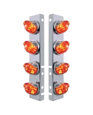 (2/BULK) S.S. PB A/C LIGHT BRACKET W/ EIGHT 17 AMBER LED WATERMELON AUXILIARY LIGHT WITH STAINLESS VISOR - DARK AMBER LENS
